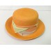 Loro Piana Orange Scarf Wrapped Straw Hat Medium  eb-87915695