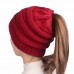 's Messy High Bun Ponytail Stretchy Knit Beanie Skull Winter Warm Cap Hats  eb-63369848