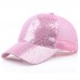 Fashin  Ponytail Baseball Cap Sequins Shiny Bun Snapback Hat Sun Caps  eb-93240991