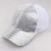 Fashin  Ponytail Baseball Cap Sequins Shiny Bun Snapback Hat Sun Caps  eb-93240991