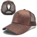 Fashion Pony Cap Messy High Bun Ponytail Adjustable Glitter Mesh Baseball Hat  eb-76938186