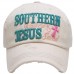 ADJUSTABLE DISTRESSED CAP HAT BLACK BEIGE GREEN TALK SOUTHERN OR JESUS SAVED  eb-71898144