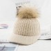 Winter Warm Cap Crochet Knit Knitted Baseball Hat Fox Fur Pompom Cap  Girls  eb-39622209
