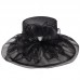  Hat Kentucky Derby Wide Brim Wedding Church Occasional Organza Hats Black  eb-43184291