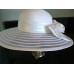 TOUCAN NEW YORK LOVELY WHITE WITH ROSE ACCENT CHURCH DRESS HAT WIDE BRIM  eb-97588850