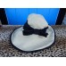 The J Peterman Company Beige Floral Fabric w/ Black Trim & Ribbon Hat s Med  eb-71376962