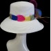 's Church Kentucky Derby Dressy Wedding P.P Braid Summer Hat White Multi  eb-22955396