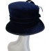 's Dress Church Wedding Bridal Velvet Covered Fall Winter Dressy Navy Hat   eb-06774765