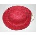 Red Woven Straw Small s Hat with White Rose & Curved Brim Size Small  eb-60783944