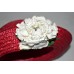 Red Woven Straw Small s Hat with White Rose & Curved Brim Size Small  eb-60783944