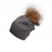 s Winter Cashmere Knit Real Fur Pom pom Fur Beanies Skull Warm Hat A392  eb-80164695
