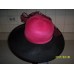  LADIES HOT PINK AND GRAY HAT W/ LARGE FLOWER BOW BY AUGUST ACC. 22 1/2" CIR.   eb-22321089
