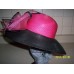 LADIES HOT PINK AND GRAY HAT W/ LARGE FLOWER BOW BY AUGUST ACC. 22 1/2" CIR.   eb-22321089