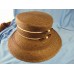 Lady's Easter hat 100% black straw wide brim 2  thin white bands Liz Claiborne  eb-39991460