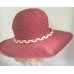 Red Casual Large Brim Hat with Red and Off White Woven Band Red Hat Garden   eb-25676293