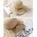  Folding Summer Beach UV Cap Wide Brim Bowknot Floppy Straw Sun Hat Khaki  eb-21324477