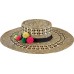 San Diego Hat Company 's   Mixed Woven Paper Hat with Pom Tassel Trim 807928128843 eb-45955872