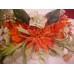 Fancy Decorated White Wide Brim Hat Coral Flowers  eb-88332658