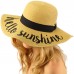 Hello Sunshine Wide Brim 4" Summer Derby Beach Pool Floppy Dress Sun Hat 799705295629 eb-17478945