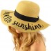 Hello Sunshine Wide Brim 4" Summer Derby Beach Pool Floppy Dress Sun Hat 799705295629 eb-52928216