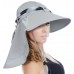 Sun Blocker  Sun Flap Hat Adjustable Drawstring Hiking Cap Wide Brim Silver  eb-90750994