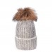 Unisex Rhinestone Bling Genuine Fur Pom Knit Beanie Ski Acrylic Crochet Hat A391  eb-56775495