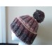 Hand knitted elegant and warm alpaca blend pom pom beanie/hat  red/brown tones  eb-97799678