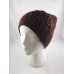 Dark brown knit hat wool angora nylon one  crocheted rose pull on  eb-57623823