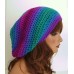 Bright Multi Color Baggy Beanie Rasta Hat Tam Beret Hand Made Crochet Ski Cap   eb-94205848