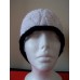 Hand knitted beautiful lacy beanie/hat  snow white with black  trim  eb-81658167