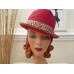 's Red/Floral Paper Fedora/Trilby Spring/Summer Hat SUPER CUTE L@@K  eb-31711188