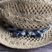 American Eagle Straw Beach Fedora Hat Plaid Ribbon One Size  eb-71473479