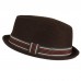 's Winter Wool Blend Pork Pie Derby Fedora Stripe Hatband Hat Brown S/M 56cm 655209248663 eb-47593922