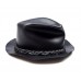 Vtg WILSONS Black Retro Leather Cowboy Western Boho Braided Band Fedora Hat S  eb-88067345