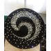 Church Lady/Derby Newsboy Hat Wool Felt Black with Swirled Rhinestone on top  eb-94863335