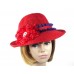 Red Fedora Church Derby Dress Hat Pleated Chiffon Hatband Crystal Society Ladies  eb-65883819