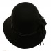 Winter Wool Classy Hatband Floral Wide Brim Cloche Bucket Hat Adjustable Black 26265191116 eb-63403217