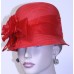 RED BUCKET HAT w/NYLON BAND RED FLOWER ACCENT ribbon loops 22" EXCELLENT SHAPE  eb-18402151