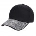Fashion Rhinestones Studded Baseball Caps Adjustable Visor Pure Color Tennis Hat  eb-76836585