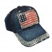 Girls  Rhinestone American Flag Baseball Cap Jeans Cap Curved Hat Casquette  eb-28689242