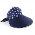 Polka Dot  Girl Straw Hat Sun Visor Wide Brim Foldable Rollup Bowknot Cap   eb-95680206