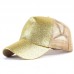 Adjustable Summer  Glitter Ponytail Baseball Cap Messy Bun Snapback Hat US  eb-94196398