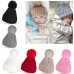 ISASSY  Kid Baby Warm Knitted Beanie Fur Pom Hat Crochet Ski Beanie Cap  eb-59366472