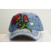 BLING WOMEN DENIM BALL CAP WITH RED ROSE/BUTTERFLY & RHINESTONES ON RIM  eb-43701163