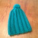 Chunky Slouchy Pom Pom Hat Hand crocheted teen and women  Blue  eb-15891897