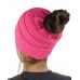 NEW CC BeanieTail COTTON Blend All Season Messy High Bun Ponytail Beanie Hat  eb-02515265