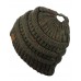 CC BeanieTail CONFETTI Soft Stretch Cable Knit Messy High Bun Ponytail Beanie  eb-46533416