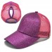 2018 Glitter Ponytail Baseball Cap Messy Bun Hat Summer  Mesh Truck Hats  eb-78564372