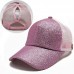 Fashion Pony Cap Messy High Bun Ponytail Adjustable Glitter Mesh Baseball Hat  eb-84960586