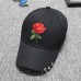 Unisex  Red Rose Baseball Cap Flower Embroidery Iron Ring Snapback Sun Hat  eb-25013993